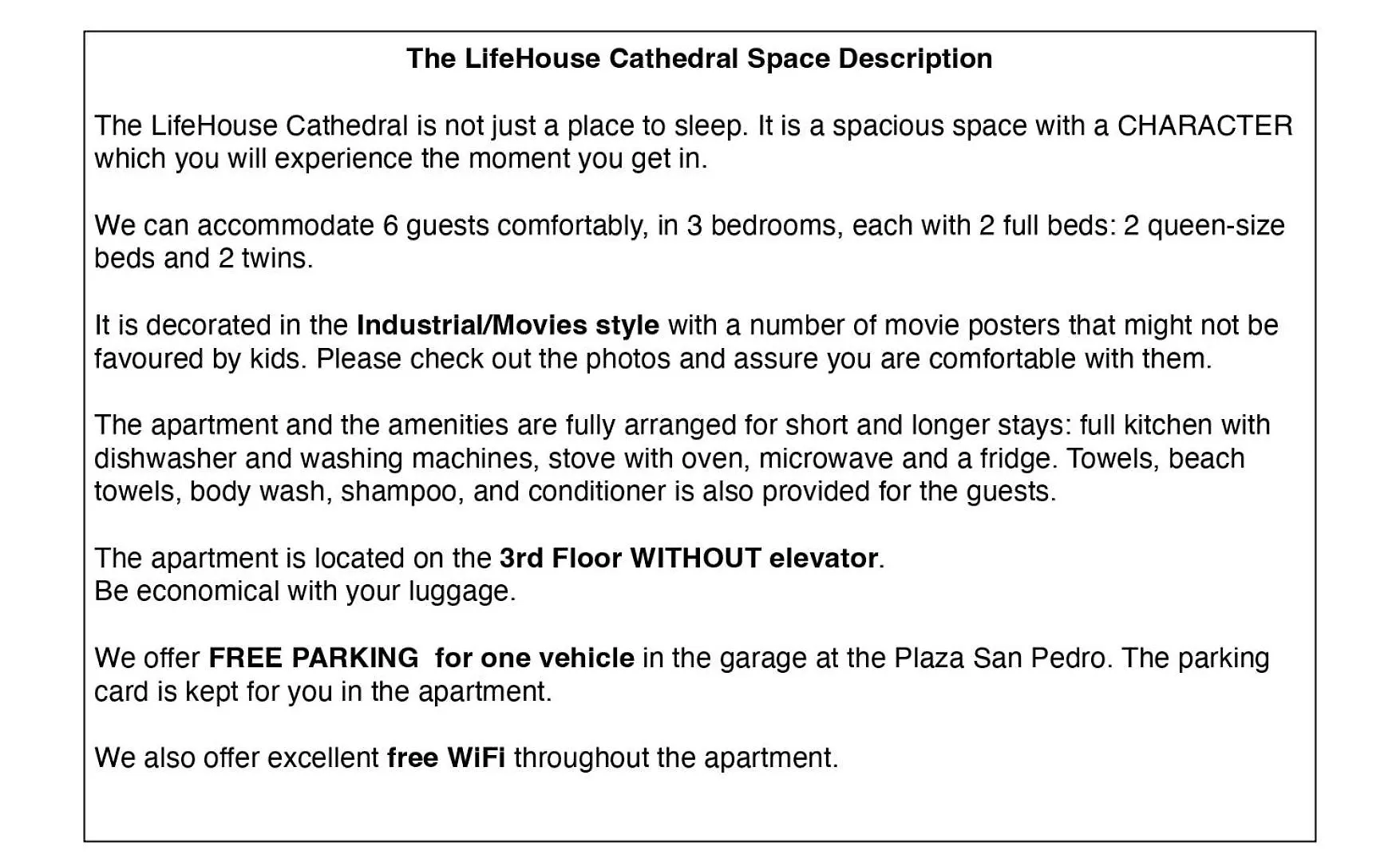 Lifehouse Cathedral * Free Parking* Superiorwifi* Appartement Almería